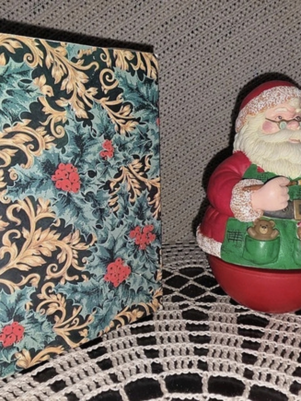 Russ Sounds of the Season Revolving Santa Claus Musical Figurine Green & Red